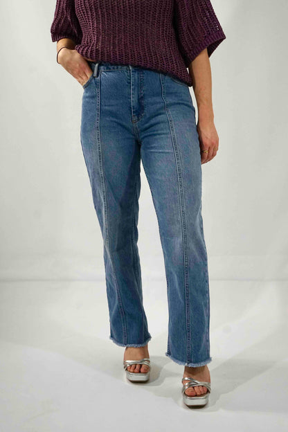 Eli Ada Straight Ankle Jeans Mid Blue Wash