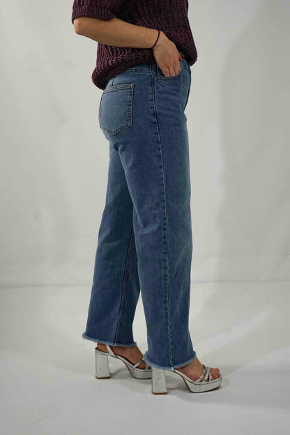 Eli Ada Straight Ankle Jeans Mid Blue Wash