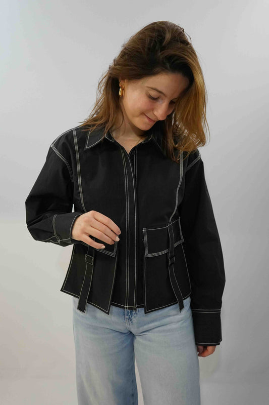 Lucy Blouse Black w. White
